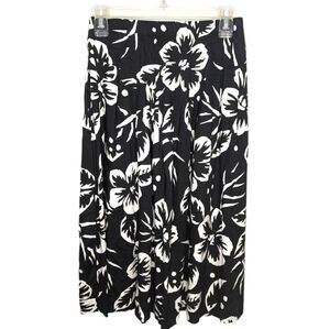 California Krush Midi Hawaiian Floral Tropical Skirt elastic waist womans small